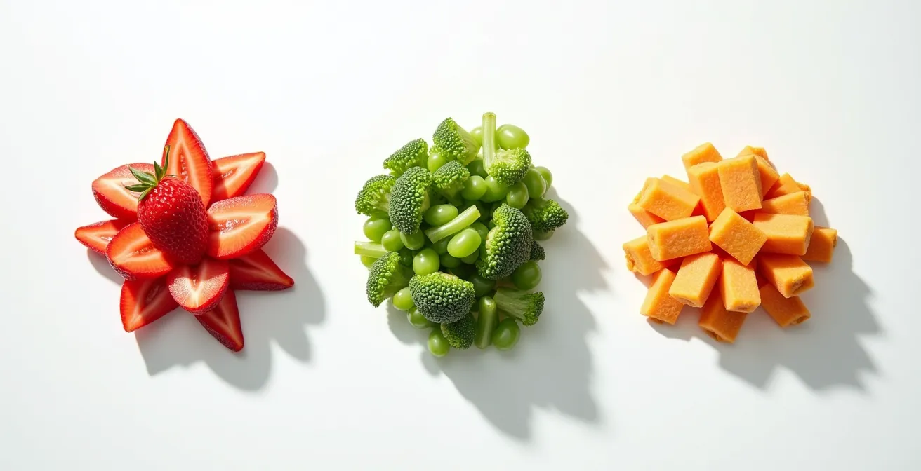 Visual timeline showing different healing phases with corresponding nutrient-rich foods arranged in progression